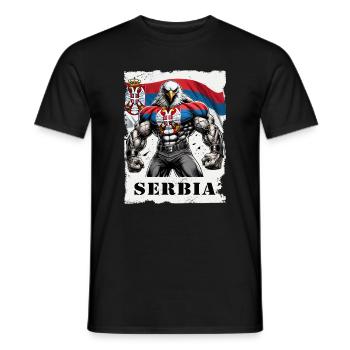 Serbia Eagle Bodybuilding Design - Men's T-Shirt - black - Front - AI Model Male 178 light (178cm)