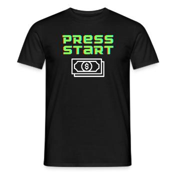 Press Start Retro Arcade Bill - Men's T-Shirt - black - Front - AI Model Male 178 light (178cm)