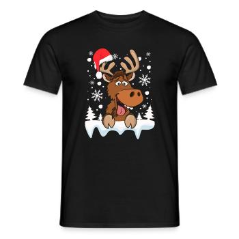 Cool Reindeer Christmas Hat Snow Christmas - Men's T-Shirt - black - Front - AI Model Male 178 light (178cm)