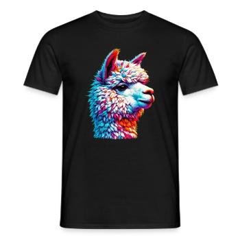 Alpaka - Männer T-Shirt - Schwarz - Vorne - AI Model Male 178 light (178cm)