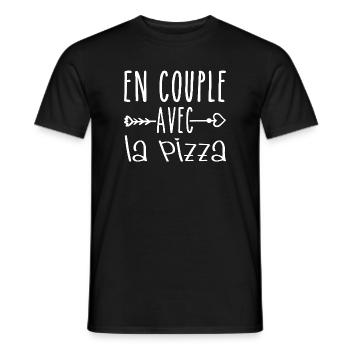 Paare mit Pizza, Pizza Fans Geschenk - Männer T-Shirt - Schwarz - Vorne - AI Model Male 178 light (178cm)