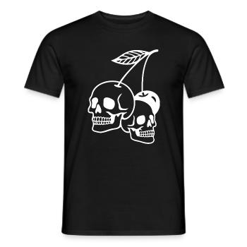 Cherry Skull Art Illustration - Men's T-Shirt - black - Front - AI Model Male 178 light (178cm)