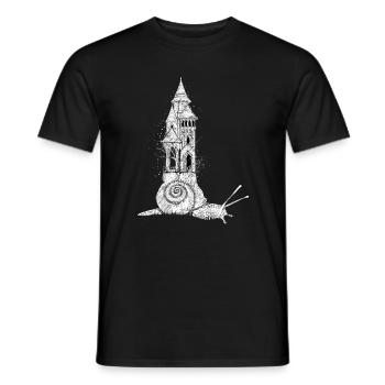 Snail with a fairytale ivory tower - Men's T-Shirt - black - Front - AI Model Male 178 light (178cm)