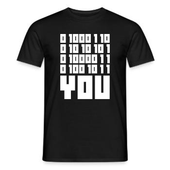 Binary Code F**k YOU – Geek Code & Nerd Humo - Men's T-Shirt - black - Front - AI Model Male 178 light (178cm)