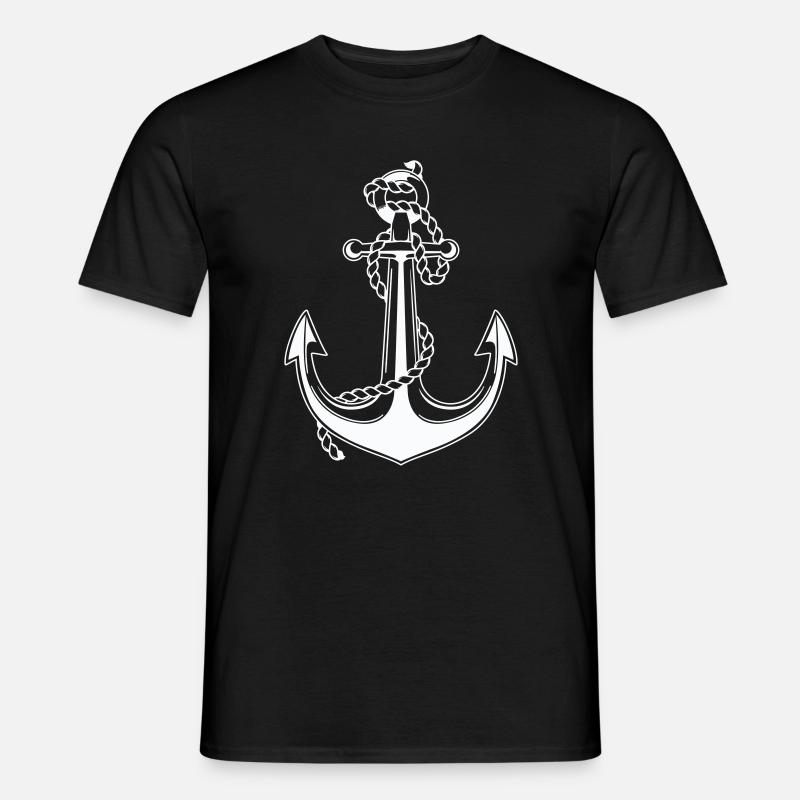 Anker mit Seil Motiv - Männer T-Shirt - Schwarz
