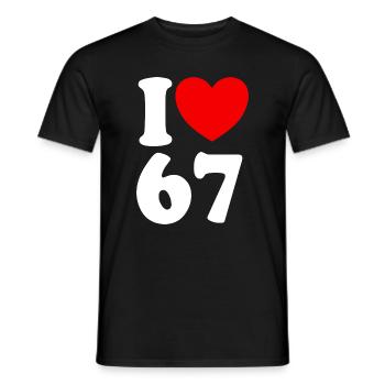 Fun 67 Zahl 6-7 I Herz 6 7 Sechs Sieben - Männer T-Shirt - Schwarz - Vorne - AI Model Male 178 light (178cm)