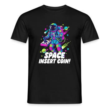 Space Insert Coin - Männer T-Shirt - Schwarz - Vorne - AI Model Male 178 light (178cm)