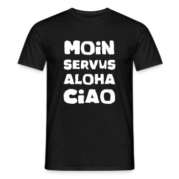 moin servus aloha ciao - Männer T-Shirt - Schwarz - Vorne - AI Model Male 178 light (178cm)