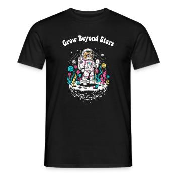 Astronaut cat over starry world - Men's T-Shirt - black - Front - AI Model Male 178 light (178cm)
