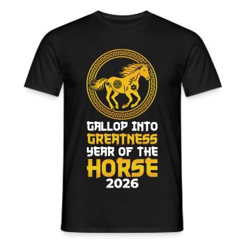 Year Of Horse 2026 Chinese New Year Chinese Zodiac - Men's T-Shirt - black - Front - AI Model Male 178 light (178cm)