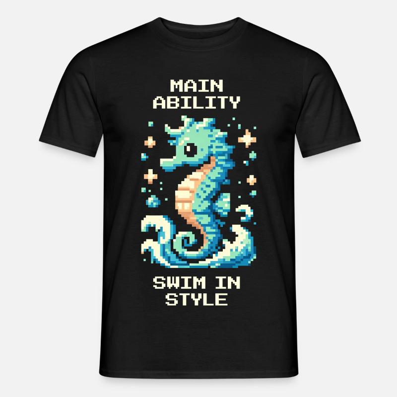 Hauptfähigkeit: stilvoll schwimmen | Seepferdchen - Männer T-Shirt - Schwarz