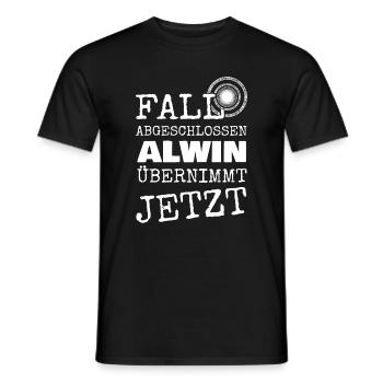 First name Alwin - Men's T-Shirt - black - Front - AI Model Male 178 light (178cm)