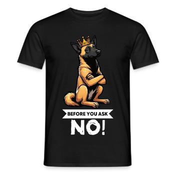 Avant de demander au chien berger belge Malinois - T-shirt homme - noir - Devant - AI Model Male 178 light (178cm)