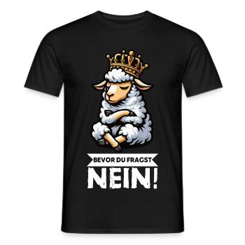 Before you ask: sheep, sheep, shepherd, sheep farmer - Men's T-Shirt - black - Front - AI Model Male 178 light (178cm)