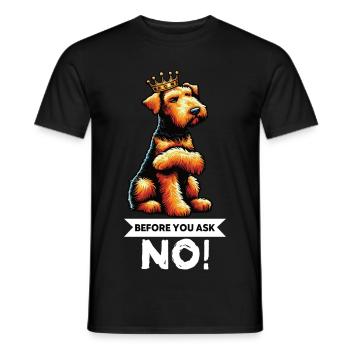 Avant de demander aux Airedale Terrier Airedales - T-shirt homme - noir - Devant - AI Model Male 178 light (178cm)