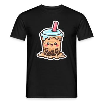 Kawaii Boba Drop Mug Bubbletea - Men's T-Shirt - black - Front - AI Model Male 178 light (178cm)