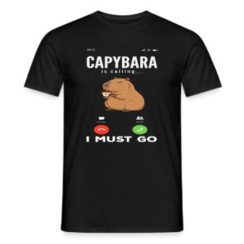 Phone Call Calling Capybaras Cute - Men's T-Shirt - black - Front - AI Model Male 178 light (178cm)
