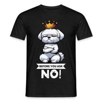 Avant de demander à Malteser Propriétaires Maltais Maltais - T-shirt homme - noir - Devant - AI Model Male 178 light (178cm)