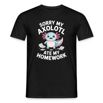 Axolotl Ate My Homework - Men's T-Shirt - black - Front - AI Model Male 178 light (178cm)