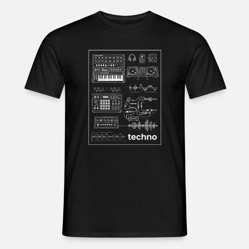 Techno Studio Synthese - Männer T-Shirt - Schwarz