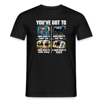 Funny Farmer Design – Know When To Run - Men's T-Shirt - black - Front - AI Model Male 178 light (178cm)
