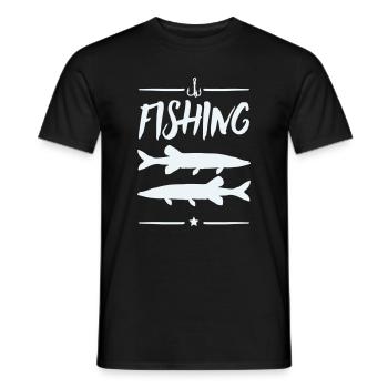 Fischermotiv: Angeln Silhouetten - Männer T-Shirt - Schwarz - Vorne - AI Model Male 178 light (178cm)