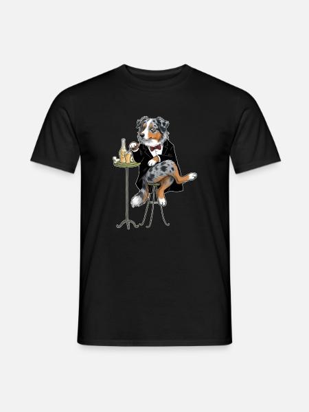 Sir Fussel "Australian Shepherd" - Männer T-Shirt - Schwarz