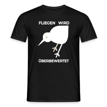 Überbewertet: Weiße KIWI Illustration  - Männer T-Shirt - Schwarz - Vorne - AI Model Male 178 light (178cm)