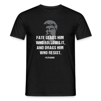 Fate Leads: Plutarch-Zitat-Grafik-T-Shirt - Männer T-Shirt - Schwarz - Vorne - AI Model Male 178 light (178cm)