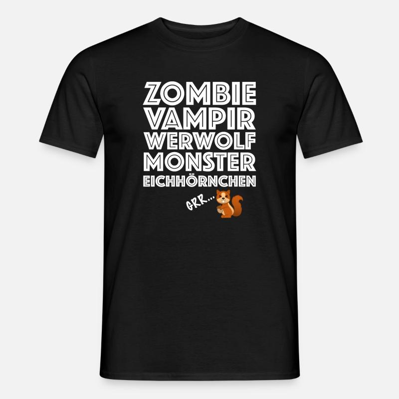 Eichhörnchen, Halloween Zombie Werwolf Monster - Männer T-Shirt - Schwarz