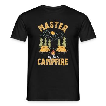 Meister des Lagerfeuers, Fun Camping Lovers - Männer T-Shirt - Schwarz - Vorne - AI Model Male 178 light (178cm)