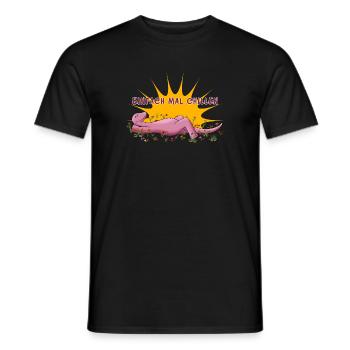 Dinosaure détendu par une journée ensoleillée - T-shirt homme - noir - Devant - AI Model Male 178 light (178cm)