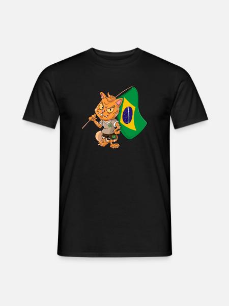 Brazil Fan Cat - Men's T-Shirt - black