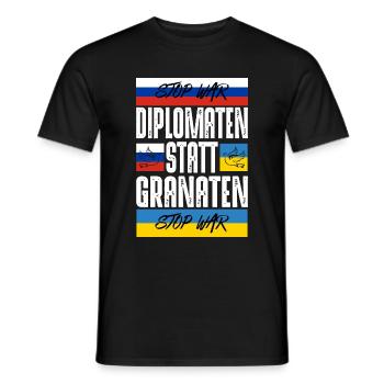 Diplomaten statt Granaten - Männer T-Shirt - Schwarz - Vorne - AI Model Male 178 light (178cm)