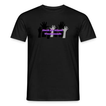 ,,Hoch die Hände Wochenende" Motiv - Männer T-Shirt - Schwarz - Vorne - AI Model Male 178 light (178cm)