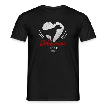 Dobermann Liebe mit Herz - Männer T-Shirt - Schwarz - Vorne - AI Model Male 178 light (178cm)
