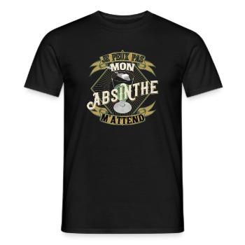 Je peux pas mon absinthe m'attend, humour, apèro - T-shirt homme - noir - Devant - AI Model Male 178 light (178cm)
