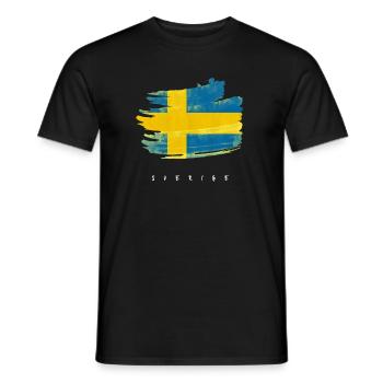 Suède Drapeau suédois Aquarelles - T-shirt homme - noir - Devant - AI Model Male 178 light (178cm)