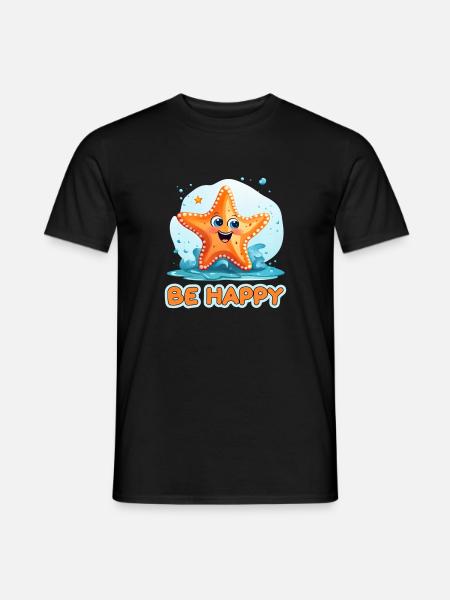 Seestern Sei Glücklich für einen Seestern Fan - Männer T-Shirt - Schwarz