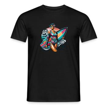 Cool Surf Girl - Vintage Beach Vibes - Männer T-Shirt - Schwarz - Vorne - AI Model Male 178 light (178cm)