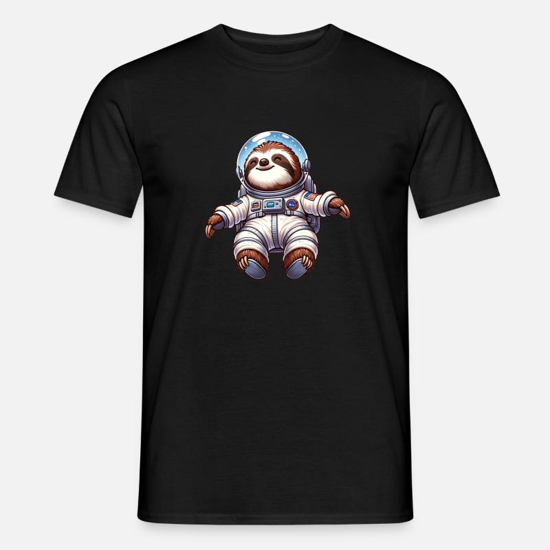 Faultier Schwerelosigkeit Abenteuer Astronaut - Männer T-Shirt - Schwarz