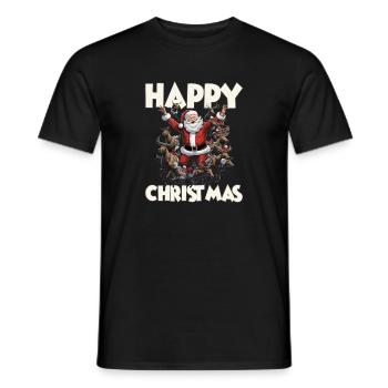 Happy Christmas Nikolaus Weihnachten Rentier - Männer T-Shirt - Schwarz - Vorne - AI Model Male 178 light (178cm)