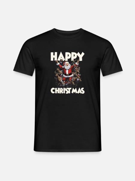 Happy Christmas Nikolaus Weihnachten Rentier - Männer T-Shirt - Schwarz