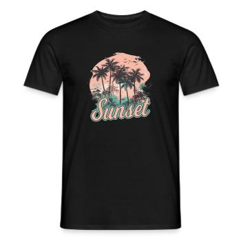 Strand Sunset Beach Sonnenuntergang Meer - Männer T-Shirt - Schwarz - Vorne - AI Model Male 178 light (178cm)