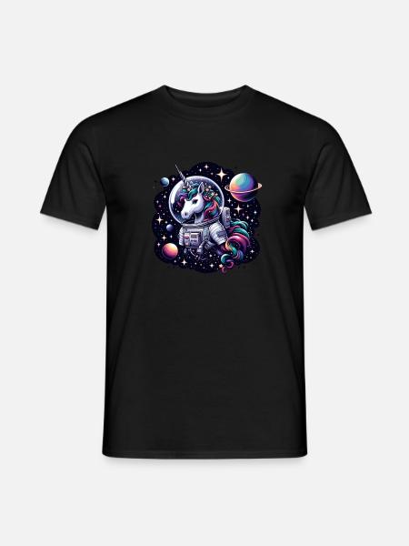 Einhorn in der Sternengalaxie - Männer T-Shirt - Schwarz