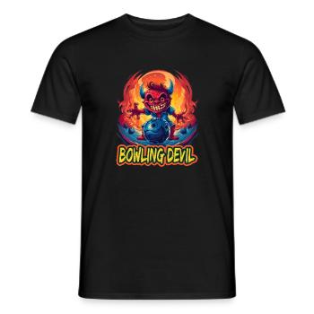 Bowling Devil für einen Bowlingspieler Bowler - Männer T-Shirt - Schwarz - Vorne - AI Model Male 178 light (178cm)