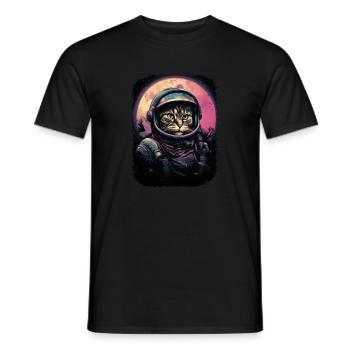 Katze Schwerelosigkeit Astronaut für einen Katzen - Männer T-Shirt - Schwarz - Vorne - AI Model Male 178 light (178cm)