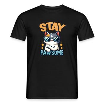 Stay Pawsome Katze für einen Katzenbesitzer - Männer T-Shirt - Schwarz - Vorne - AI Model Male 178 light (178cm)