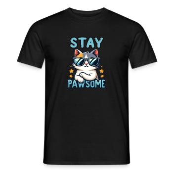 Stay Pawsome Katze für einen Katzenbesitzer - Männer T-Shirt - Schwarz - Vorne - AI Model Male 178 light (178cm)