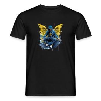 Urban Angel Wings DJ Grafik Stylische Streetwear - Männer T-Shirt - Schwarz - Vorne - AI Model Male 178 light (178cm)